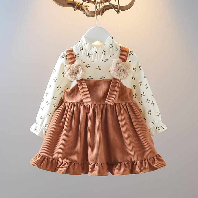 GIRL'S BROWN KITTY DRESS